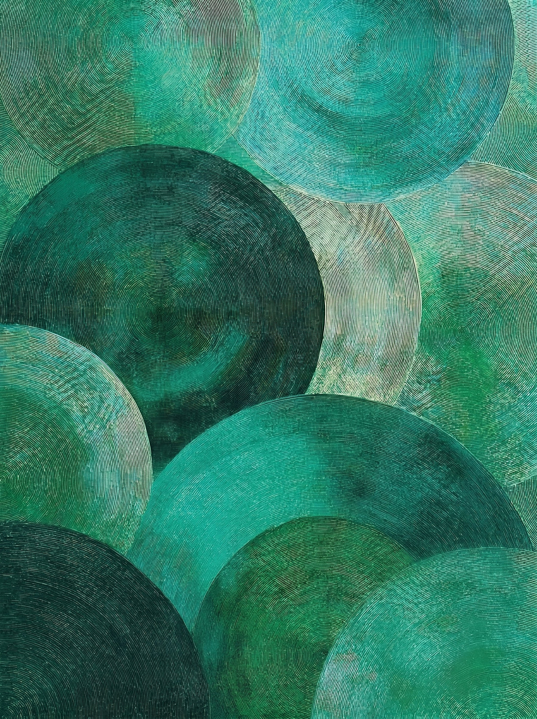 Emerald Circles Abstract Wall Art – Soothing Aquatic Depth