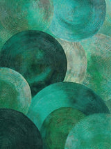 Tableau abstrait cercles turquoise et vert émeraude texture ligne art mural moderne