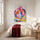 Abstraktes farbenfrohes Wandbild mit schwungvollen Kurven in Rosa, Orange, Blau – moderne Wohnzimmer-Deko