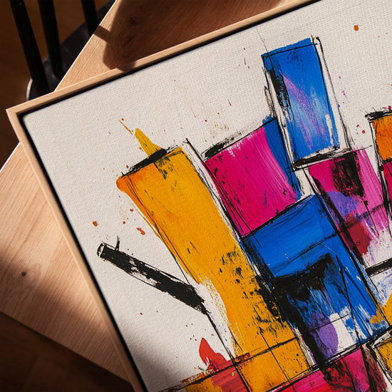 Formes géométriques abstraites couleurs vives tableau pour bureau minimaliste