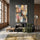 Contemporary abstract painting with gold highlights and soft pastels, living room wall decor