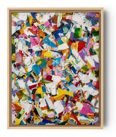 Tableau abstrait multicolore touches de peinture dynamiques texturées art mural moderne vibrant