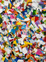 Tableau abstrait multicolore touches de peinture dynamiques texturées art mural moderne vibrant