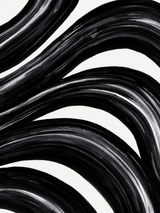 Tableau abstrait noir et blanc courbes dynamiques coups de pinceau expressifs art moderne