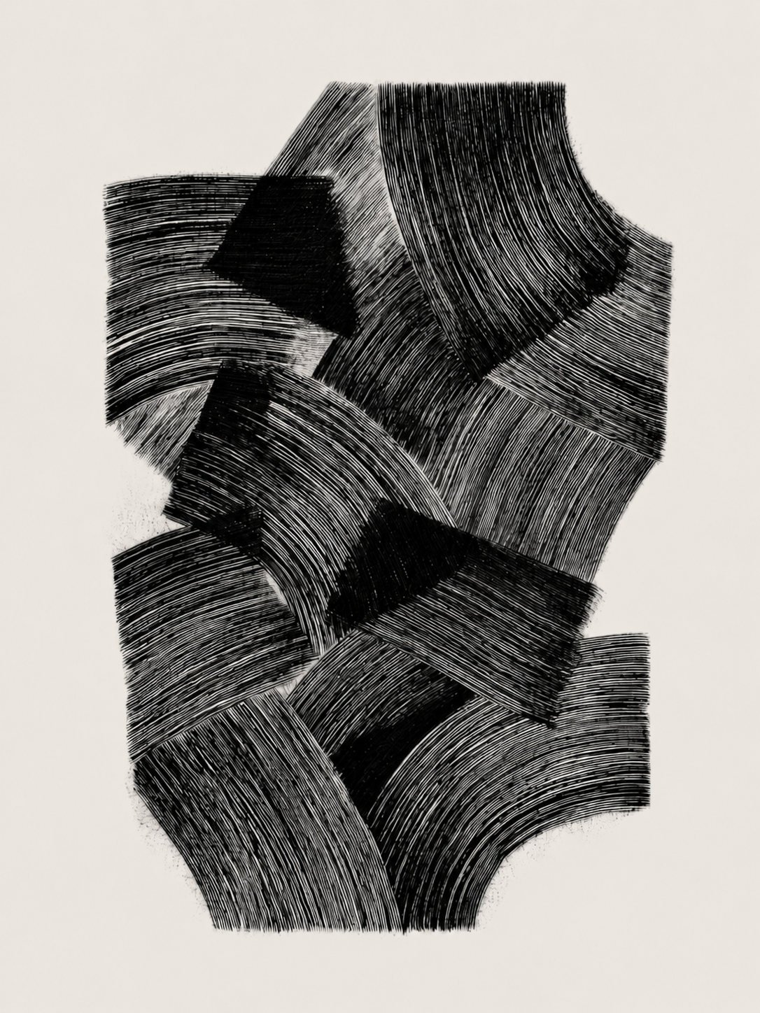 Abstraktes Bild Schwarz & Grau – Hommage an Soulages, beruhigende Textur