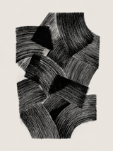 Tableau abstrait noir et blanc lignes organiques texturées art mural contemporain