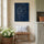 Contemporary continuous line drawing female face on midnight blue, simple elegant home decor