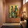 Tableau africain famille stylisée abstraite or turquoise orange décoration murale salon ethnique moderne
