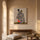 African art painting of woman carrying child, zebra motif, colorful accents for living room