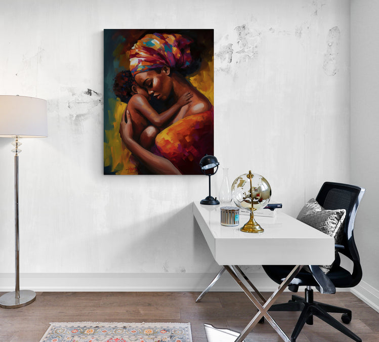 tableau pour bureau, ambiance africaine, couleurs chaude