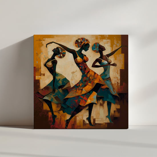 Tableau africain moderne de femmes africaine qui dansent
