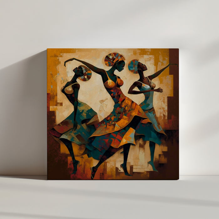 Modern African dancing women canvas wall art