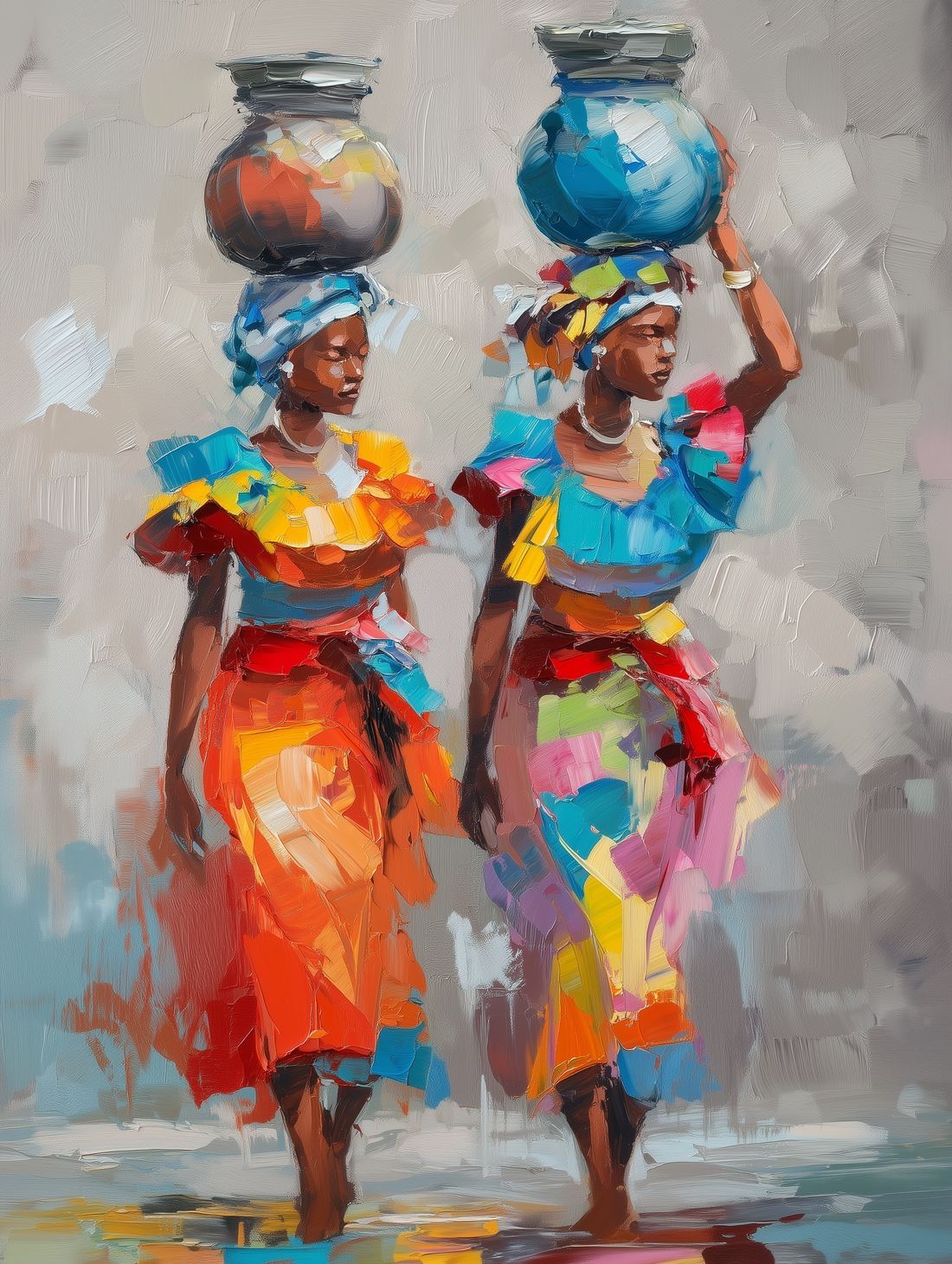 African Women Wall Art - Colorful Headwraps