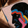 Tableau africain portrait profil traits colorés bleu rouge rose décoration salon moderne