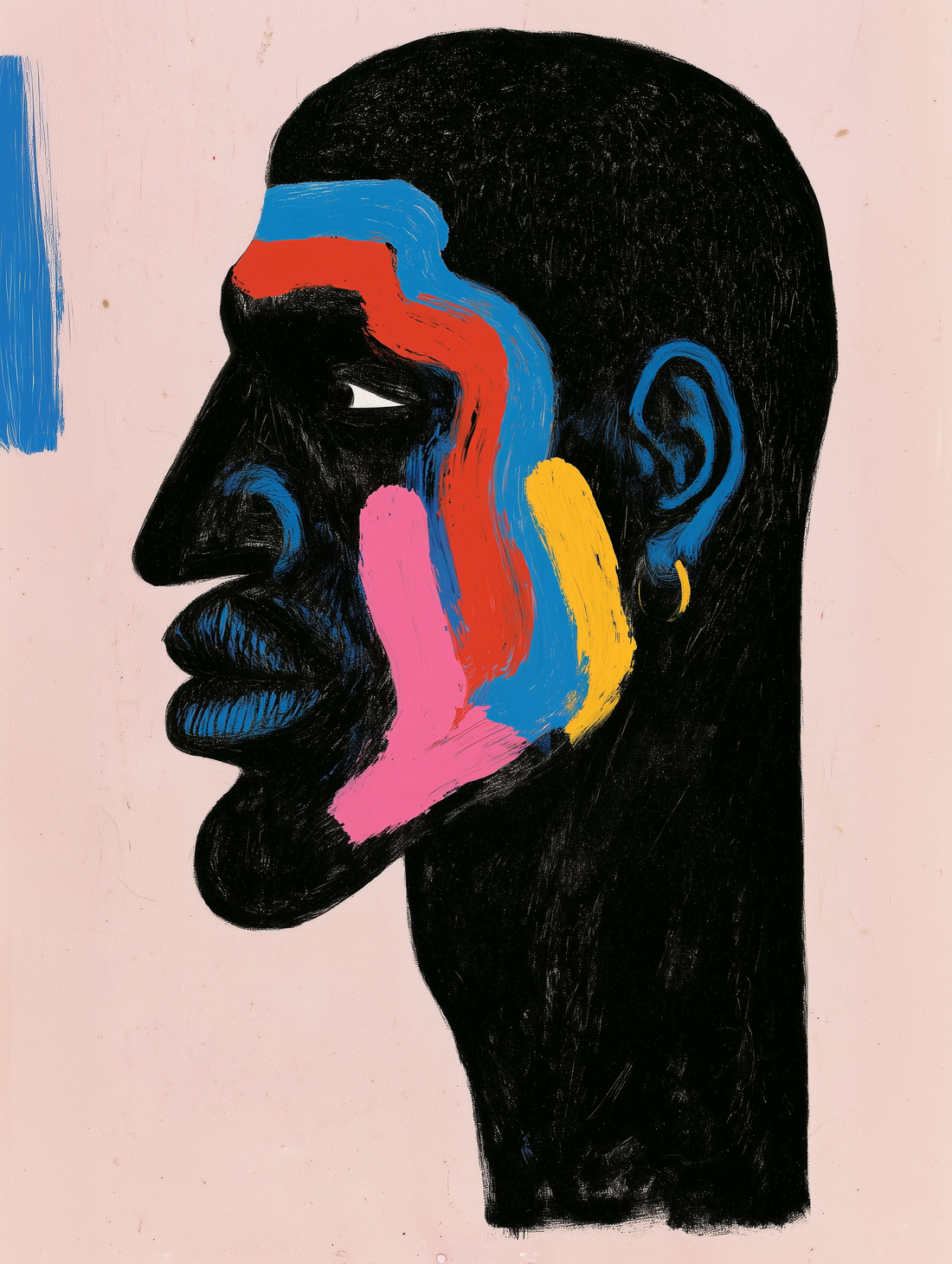 Tableau sur toile Femme africaine - Profil sculptural et touches vives