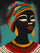 African Woman wall art, warm colors, vector style with ethnic patterns