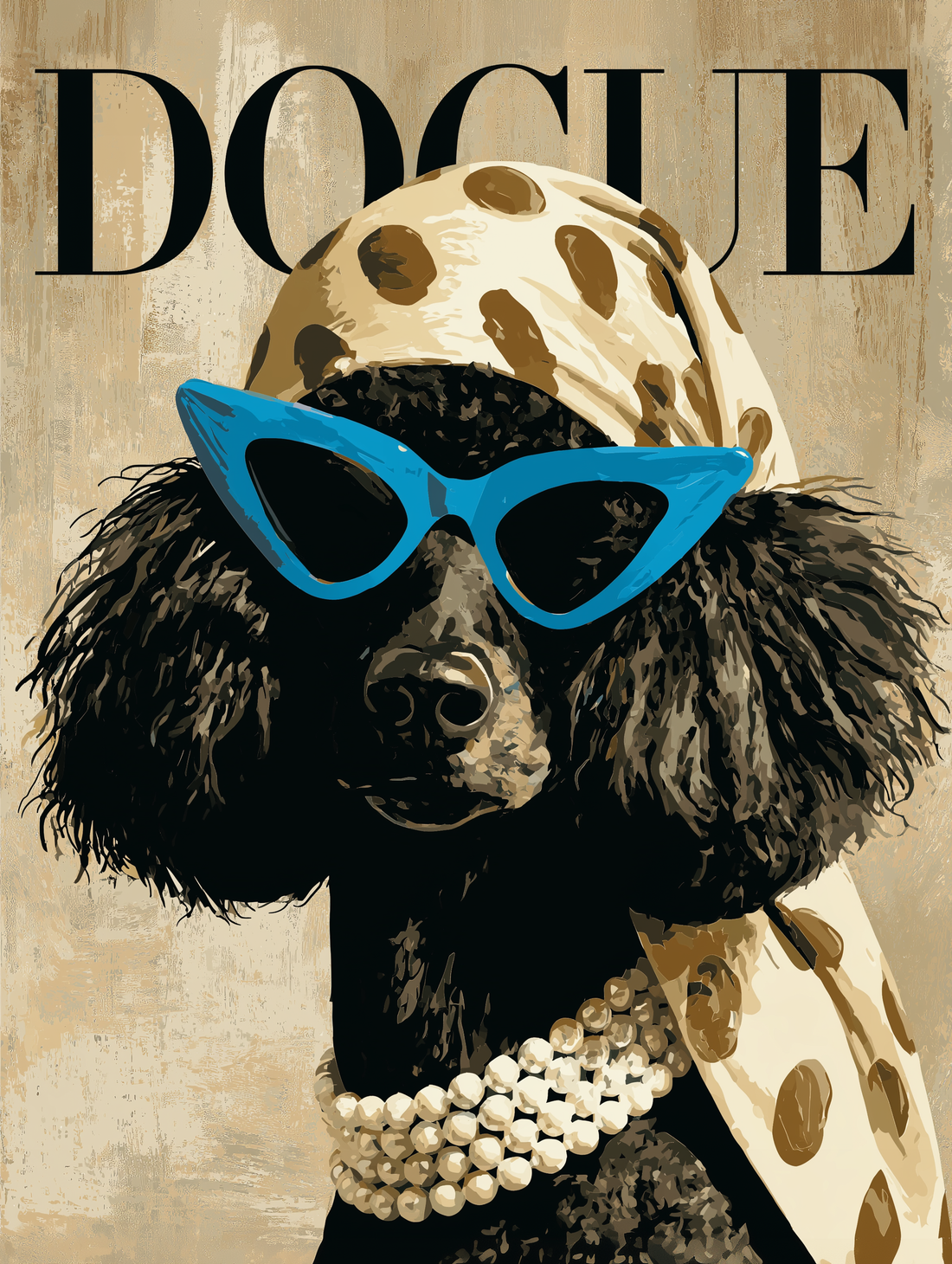 Glam Poodle Canvas Wall Art - Leopard Print Chic