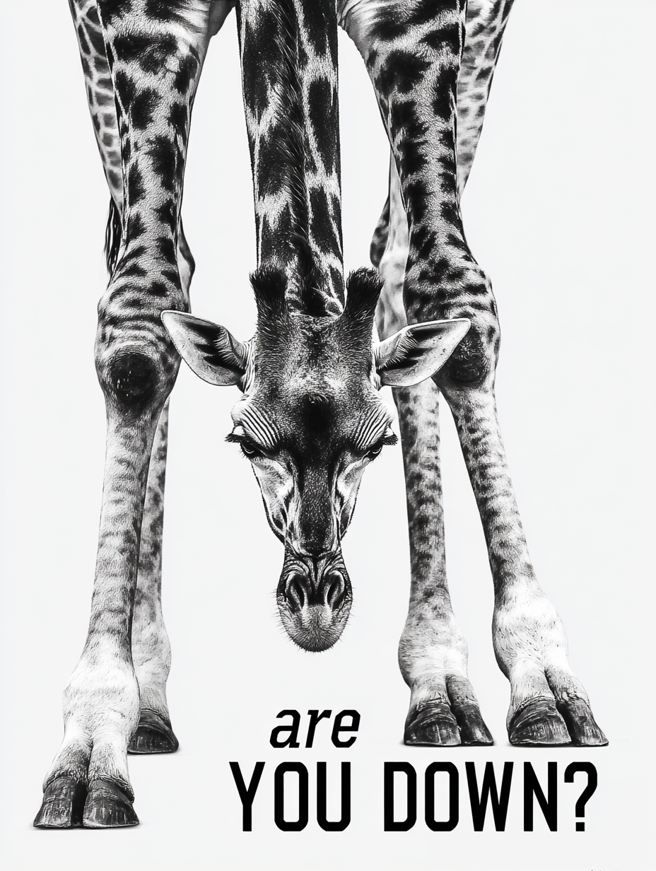 Toile contemporaine Girafe - Tête en bas graphique