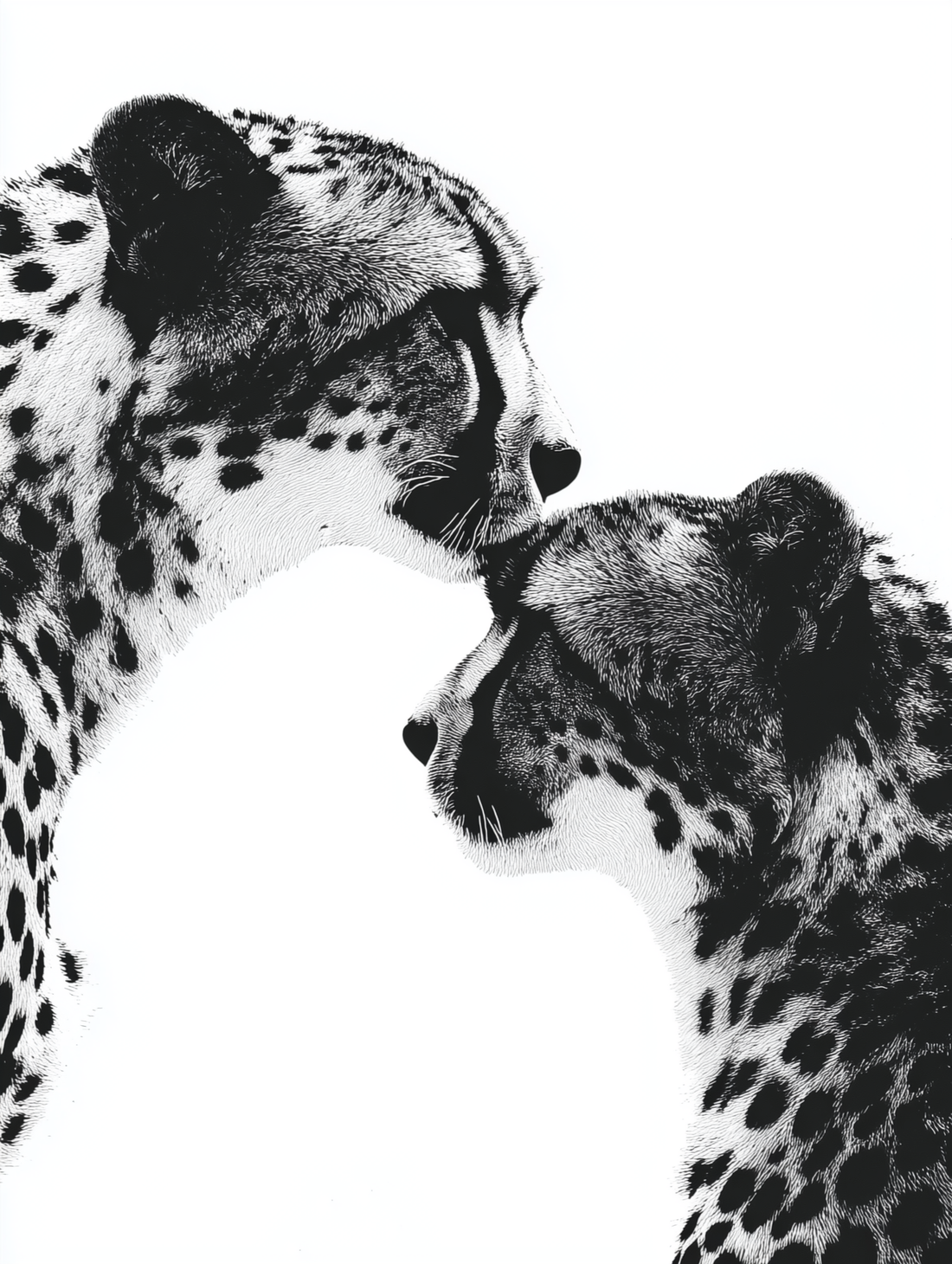 Cheetah Mother and Cub Wall Art Print - Tenderness