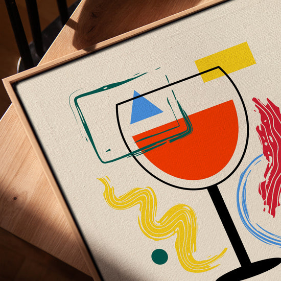 Abstract wine glass print for Scandinavian kitchen decor