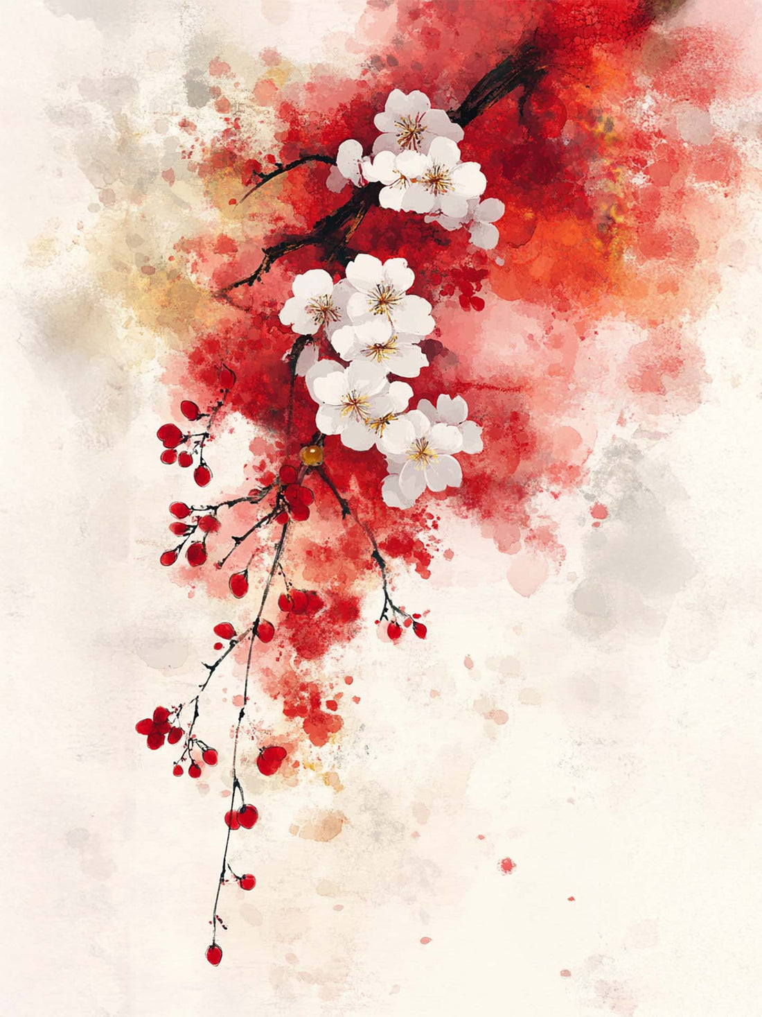Cherry Blossom Canvas Wall Art – Modern Spring Serenity