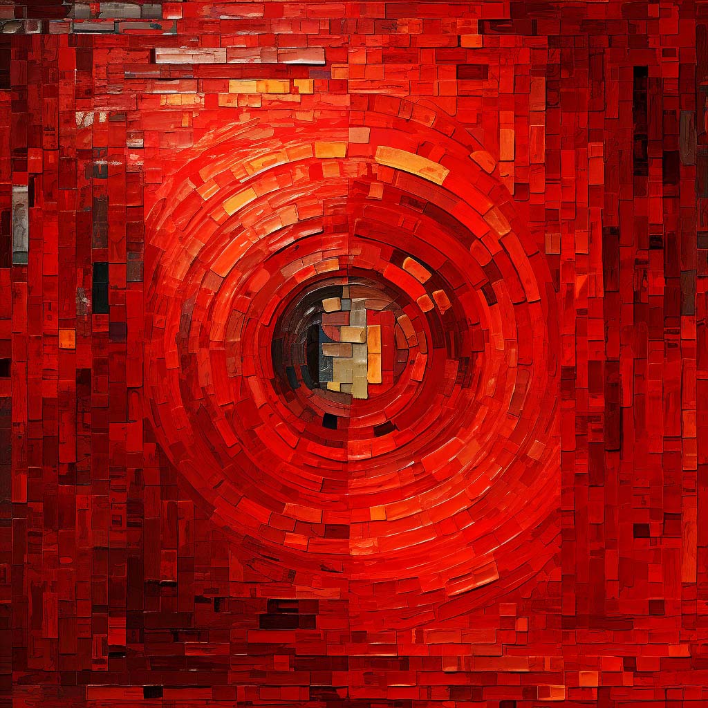 Original Red Mosaic Abstract Painting – Inspiring Energy