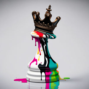 chess king artwork with trash-splash style