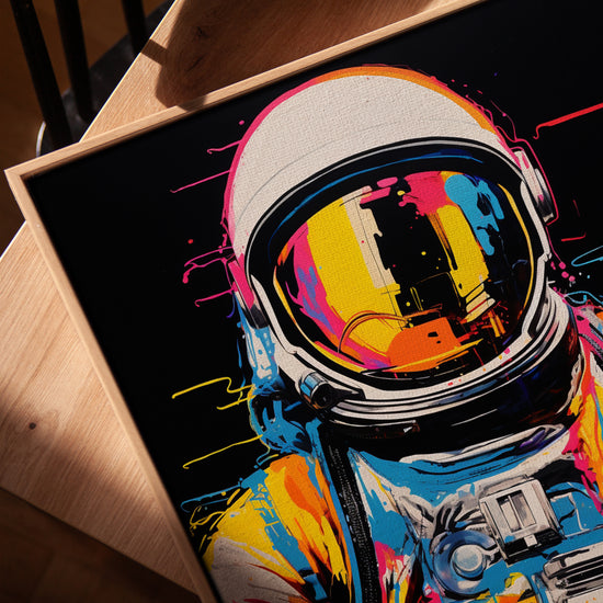 Colorful pop art astronaut canvas for industrial office wall decor