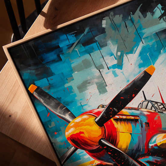 Pop art fighter jet canvas wall art for Scandinavian office decor