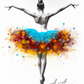 Art mural personnalisable représentant une ballerine avec un tutu floral, alliant vivacité et poésie.