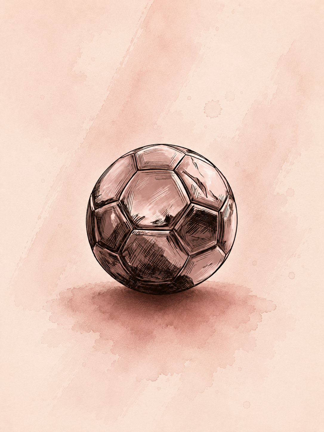 Tableau sur toile Ballon de foot - Dessin vintage et passion football pour chambre ado