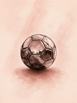 Tableau décoratif ballon de foot style esquisse tons roses, décoration chambre ado moderne