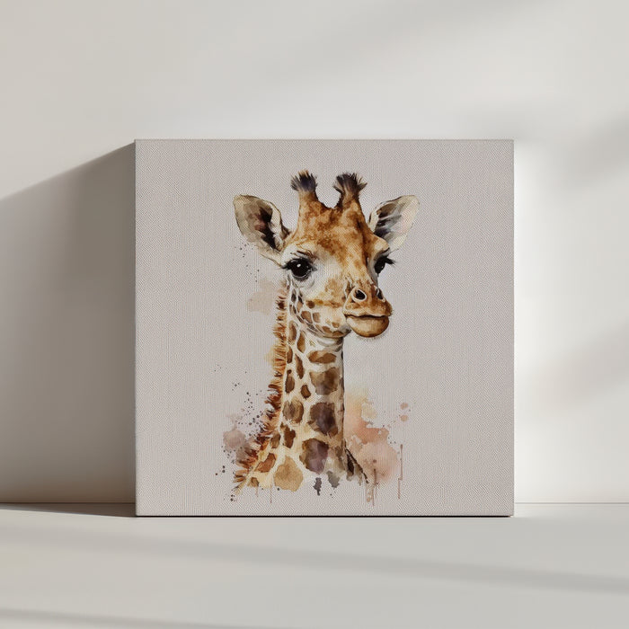 Watercolor baby giraffe nursery wall art