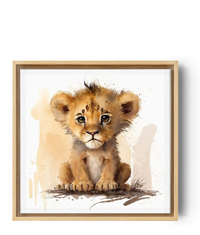 Tableau bébé lion à l'aquarelle pour chambre enfant