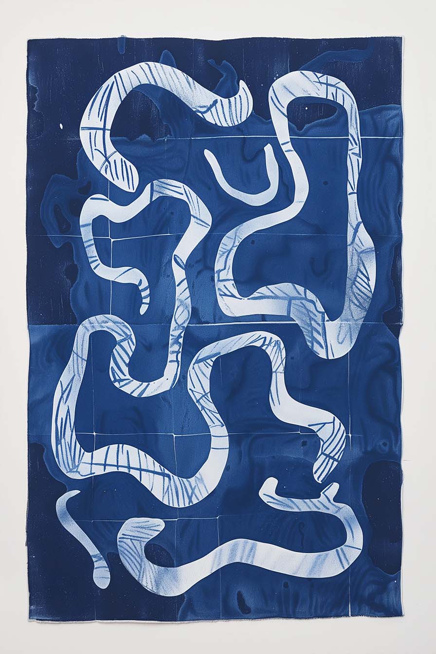 Wavy Reverie – Elegant Blue Abstract Wall Art