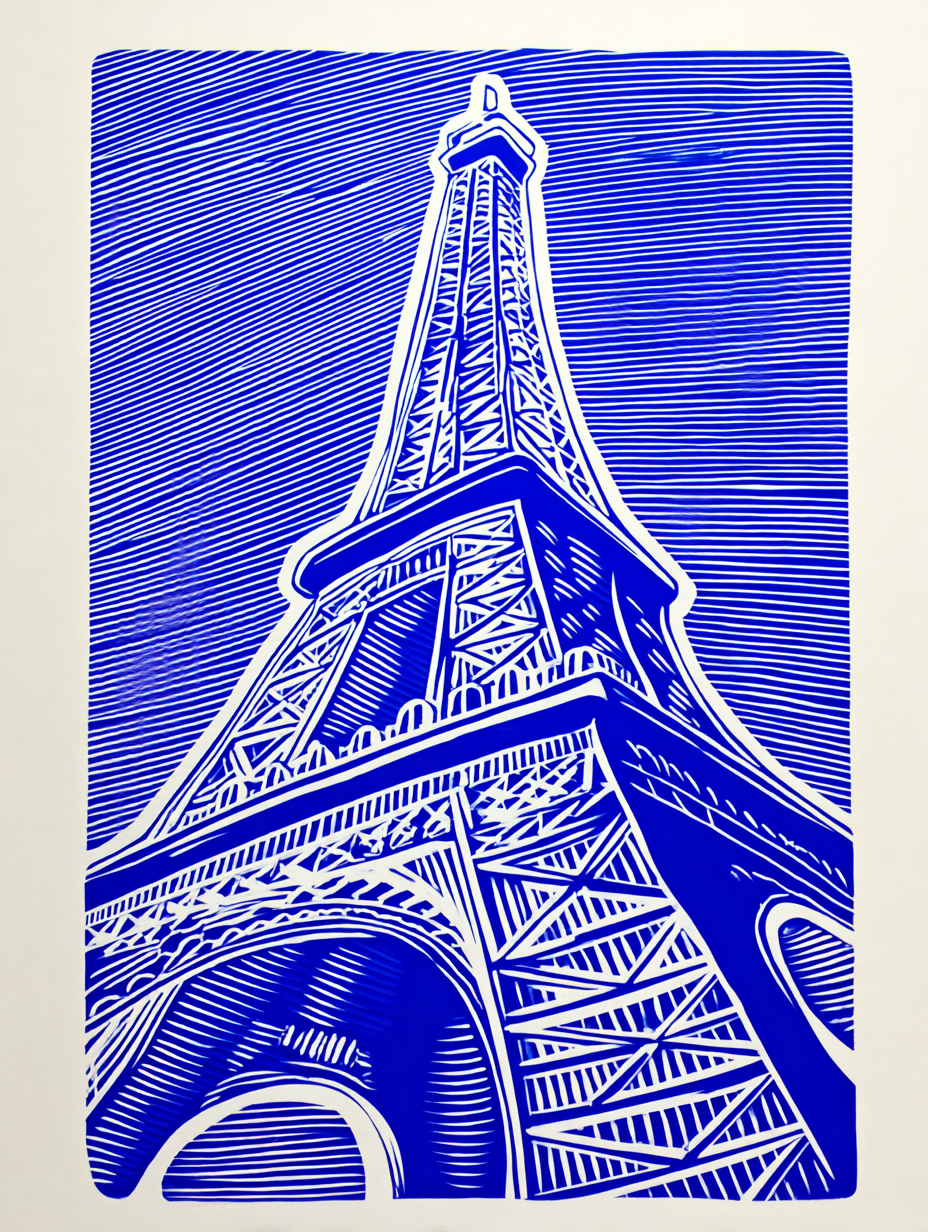 Tableau original Tour Eiffel - Éclat bleu électrique