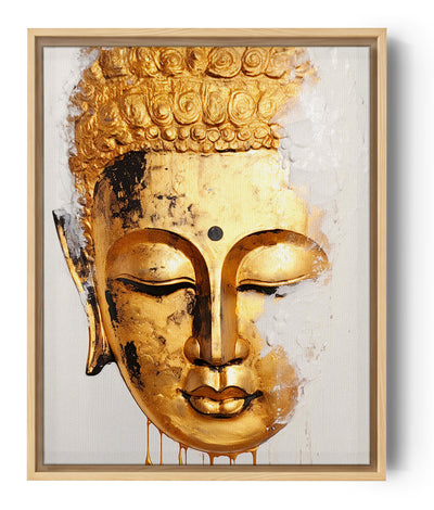 Minimalist Gold Buddha Drip Art Canvas - Black and Gold Wall Decor