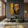 Tableau Bouddha street art collage papiers journaux colorés jaune rouge décoration murale moderne