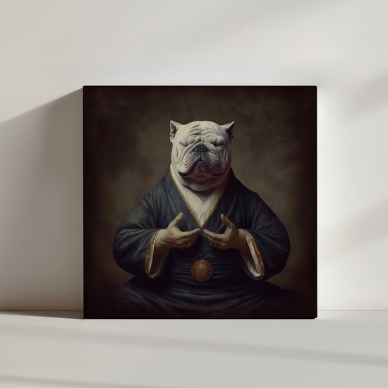 Bouledogue méditant, tableau évoquant tranquillité et bien-être