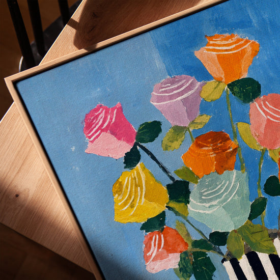 Bouquet de roses abstrait tableau pour salle à manger scandinave