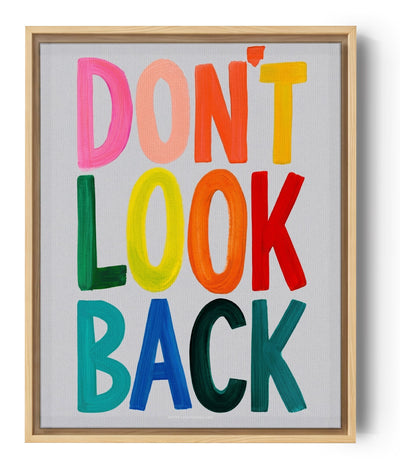 Tableau bureau citation Don't Look Back typographie multicolore motivante pour espace de travail