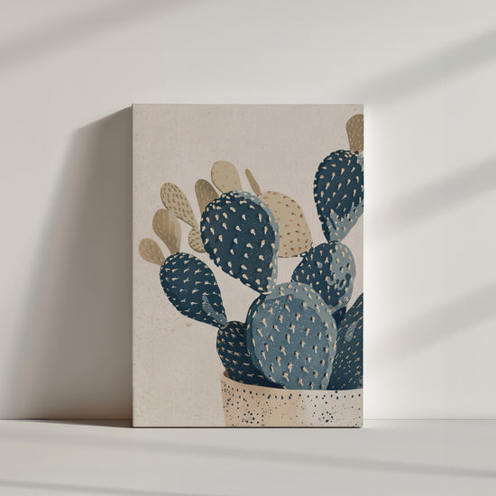 toile illustration cactus en pot, couleurs ternes, réaliste.