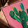 Scandinavian office wall art, green cactus canvas on pink background