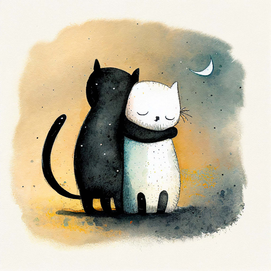 Cuddly Cats Canvas Wall Art – Modern Feline Tenderness