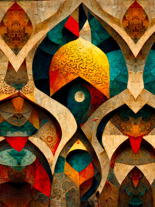Tableau calligraphie arabe moderne, art abstrait coloré