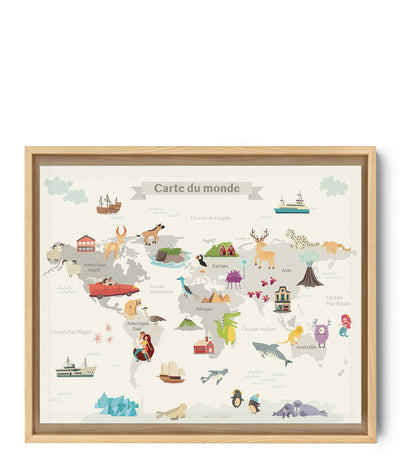 Personalized Kids World Map Art, Creative and Educational Nursery Decor