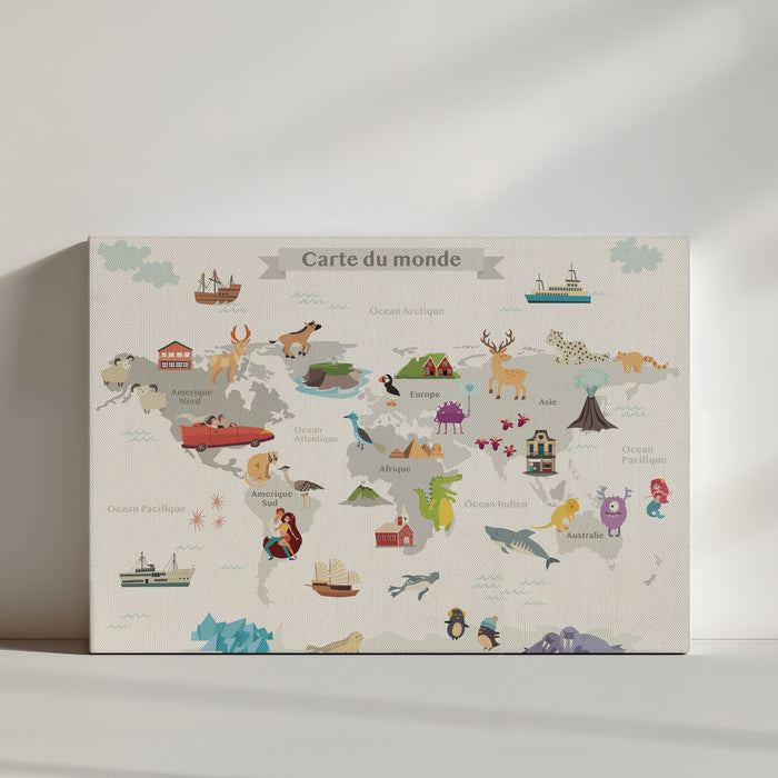 Mapamundi infantil, cuadro creativo, educativo, a medida.