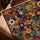 Abstract colorful circles framed wall art for living room, golden oak frame