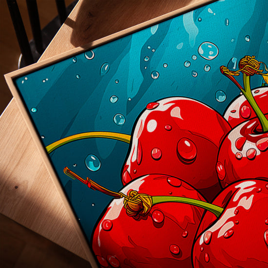 Pop art red cherry canvas for Scandinavian kitchen decor