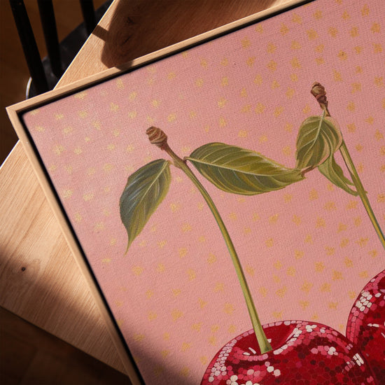 Cerises rouges scintillantes tableau pour cuisine minimaliste
